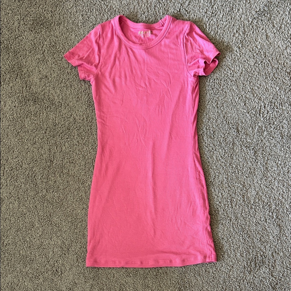 Skatie Pink Ribbed Mini Dress